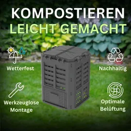 ViD Komposter 360 Liter Schwarz Garten Schnellkomposter
