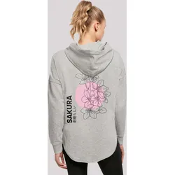 Kapuzenpullover F4NT4STIC "Sakura Japan Grafik", Damen, Gr. M, grau, Obermaterial: 100% Baumwolle, casual, oversize, Langarm, Pullover, Print