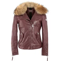 Lederjacke MAZE "Sway", Damen, Gr. S, lila (berry), 100% Leder, Lamm / Futter: 100% Polyester / Wattierung: 100% Polyester; 100% Echtpelz, Jacken