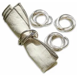Loberon Serviettenring 4er Set Limche, Klassisch Schlichtes Design, Tafelschmuck, Tischaccessoires, Tischdeko, Messing, silber