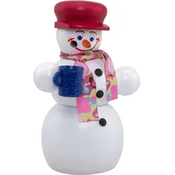 Seiffener Volkskunst Räuchermann Schneemann mit Glühwein