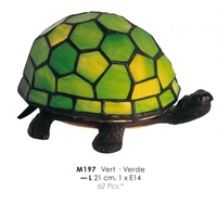 Casa Padrino Tischleuchte Tiffany Tischleuchte Schildkröte Grün Ø 21 cm - Tiffany Deko Leuchte