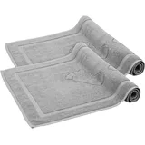 Komfortec Badvorleger Set 2 Teilig, Frottee Duschvorleger, Waschbar Duschmatte & Badteppich, 800 g/m2 &100% Baumwolle, Saugfähig & Schnelltrocknend, 50 x 80 cm, Silber Grau