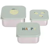 Lässig 3-tlg. Snackboxset aus Edelstahl Brotdose/Snackbox Stainless Steel Happy Fruits Lemon