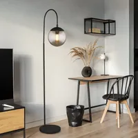 ETC Shop Stehlampe Stehleuchte schwarz Wohnzimmerleuchte stehend Bogenlampe mit
