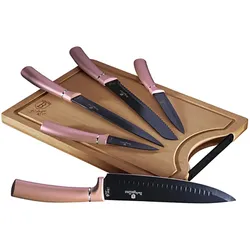 Berlinger Haus Messerset mit Bambus-Schneidebrett 6-teilig, rosegold, Rose Gold Edition