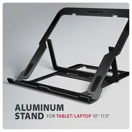 AXAGON STND-LAB Aluminium-Laptop-Ständer 10" - 17.3" höhenverstellbar, faltbar, Aluminium Laptop- Tablet-Ständer, schwarz