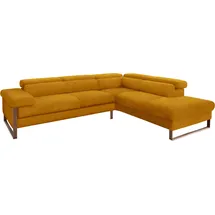 W.Schillig Ecksofa "finn, Designsofa mit tollem Sitzkomfort, bequem, L-Form", gelb (brandy s37), B:281cm H:71cm T:230cm, Flachgewebe S22 (100% Polyester);Stoff S37 (100% Polyester);Longlife Xtra-Leder Z59: Glattleder mit modischer Prägung.