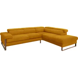 W.Schillig Ecksofa "finn, Designsofa mit tollem Sitzkomfort, bequem, L-Form", gelb (brandy s37), B:281cm H:71cm T:230cm, Flachgewebe S22 (100% Polyester);Stoff S37 (100% Polyester);Longlife Xtra-Leder Z59: Glattleder mit modischer Prägung.