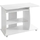 KADIMA DESIGN Laptoptisch Computertisch: 3D-Ecken, Stauraum, 90x66x50 cm, Spanplattenkonstruktion, Rollen. Weiß, 90x50x71