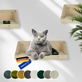 Rohrschneider Kletterwand Katzen (alle Katzengrößen) | Made in EU | Katzentreppe kominierbar | aus Echtholz Kiefernholz | belastbar bis 30 kg | Natur (waschbare Stoffeinlage Cord Deluxe beige)