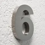 Longlife LED Hausnummer 6 Edelstahl V2A Weiß