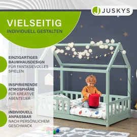 Juskys Kinderbett Marli 80 x 160 cm Kiefer massiv lackiert mint