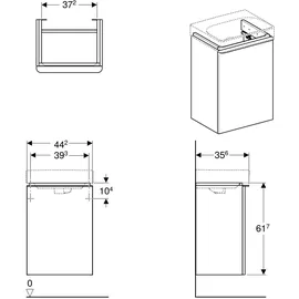Geberit Waschtischunterschrank 1 Tür 44,2 x 61,7 x 35,6 cm Nussbaum