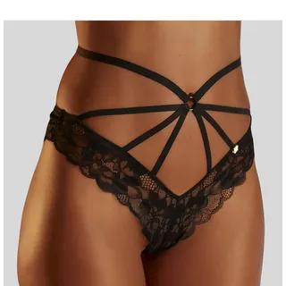 Tanga JETTE, Damen, Gr. 40/42, schwarz, Microtouch, Obermaterial: 90% Polyamid, 10% Elasthan, figurbetont, Unterhosen Tanga, mit aufregendem Bänder-Design