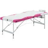 vidaXL Massagetisch Klappbar 3 Zonen mit Tragetasche Therapie Massageliege Massagebank Kosmetikliege Therapieliege Massage Liege Aluminium Weiß Rosa