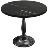 GGM Möbel BD | Bistro Tisch | Ø 80 x 75,5 cm | Rund | Schwarzer Rand | Schwarz Marmor / Schwarz