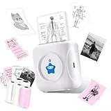 vretti Mini Drucker TP2-Y Thermodrucker kompatibel mit Android & iOS, Bluetooth Sticker Drucker mit 5 Rollen Etiketten, für iPhone Arbeitsauflistung Notizen Fotos DIY