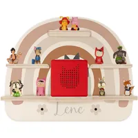 MINIHELDEN - Tonie Regal mit Deinem Wunschnamen | Personalisiertes Toniebox Regal für Tonie Hörfiguren & Aussparung Tonie Box | Tonieregal Mädchen und Jungen mit niedlichen Tier-Designs