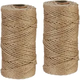 Relaxdays Juteschnur 4 mm, 2 Rollen Jutegarn je 100 m, biologisch abbaubar, Basteln, Garten, Verpackung, Kordel, Natur