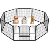 Yaheetech Freilaufgehege für Kleintiere Welpenauslauf mit Tür Laufgitter Welpenfreigehege Hundegehege Laufstall für Hund, Katze, Welpe, Kaninchen 8 Gitter je 80 x 60 cm