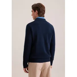 Seidensticker Strickjacke "Schwarze Rose", Herren, Gr. M, blau (dunkelblau), 100% Baumwolle, unifarben, regular fit, Strickjacken Strickjacke, 1/1 Kragen Uni
