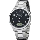 Regent Metall Herren Uhr FR-276 Analog-Digital Armbanduhr silber Funkuhr D2URBA445 - Silber
