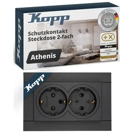 Kopp Einbausteckdose 2-fach Anthrazit