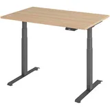 kompatible Ware Base Lite elektrisch höhenverstellbarer Schreibtisch eiche rechteckig, T-Fuß-Gestell grau 120,0 x 80,0 cm