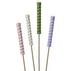 LED Stabkerzen Twist 4Stk. 106cm Fackel Deko Gartenstecker pastellfarben