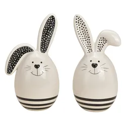 Osterhase in Ei Form 10x20cm Schwarz Weiss - Dekohase Osterdeko Dekoration Ostern