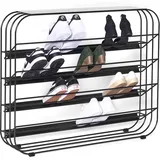 MYWIRE® Elegantes Schuhregal Metall ALVIER - Platzsparendes Schuhregal für Flur & Eingangsbereich, 4 Ebenen für bis zu 20 Paar Schuhe, Metall, vormontiert, 100 cm breit - Graphitschwarz