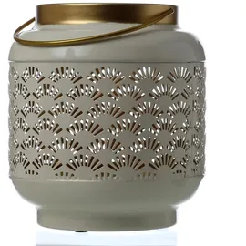 MARELIDA Windlicht Fächer Muster Metall Beige