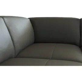 Livetastic Ecksofa Leder 3-Sitzer Dunkelgrau