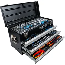 BGS Elektriker-Metall-Werkzeugkoffer 3 Schubladen mit 147 Werkzeugen schwarz