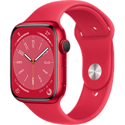 APPLE Watch Series 8 (GPS + Cellular) 45 mm Smartwatch Aluminium Fluorelastomer, 140 - 220 mm, Armband: (PRODUCT)RED, Gehäuse: (PRODUCT)RED