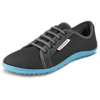 Barfußschuh LEGUANO "AKTIV", Damen, Gr. 49, bunt (anthrazit, türkis), Textil, sportlich, Schuhe Schnürschuh Sommerschuh Barfußschuh, Freizeitschuh, Halbschuh, Schnürschuh mit ergonomischer Formgebung