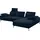 W.Schillig Eckcouch Leder 2-Sitzer Blau