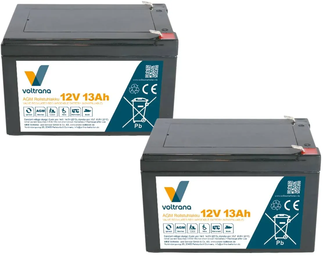 Rollstuhlakku passend für Zip'r Mobility Solutions Corp. Roo 3 24V 2 x 12V 13Ah – Voltrana Ersatzakku