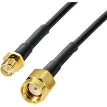 Wittenberg Antennen WLAN-Antennen Verlängerungskabel [1x SMA-Reverse-Buchse - 1x SMA-Reverse-Stecker] 1m Schwarz