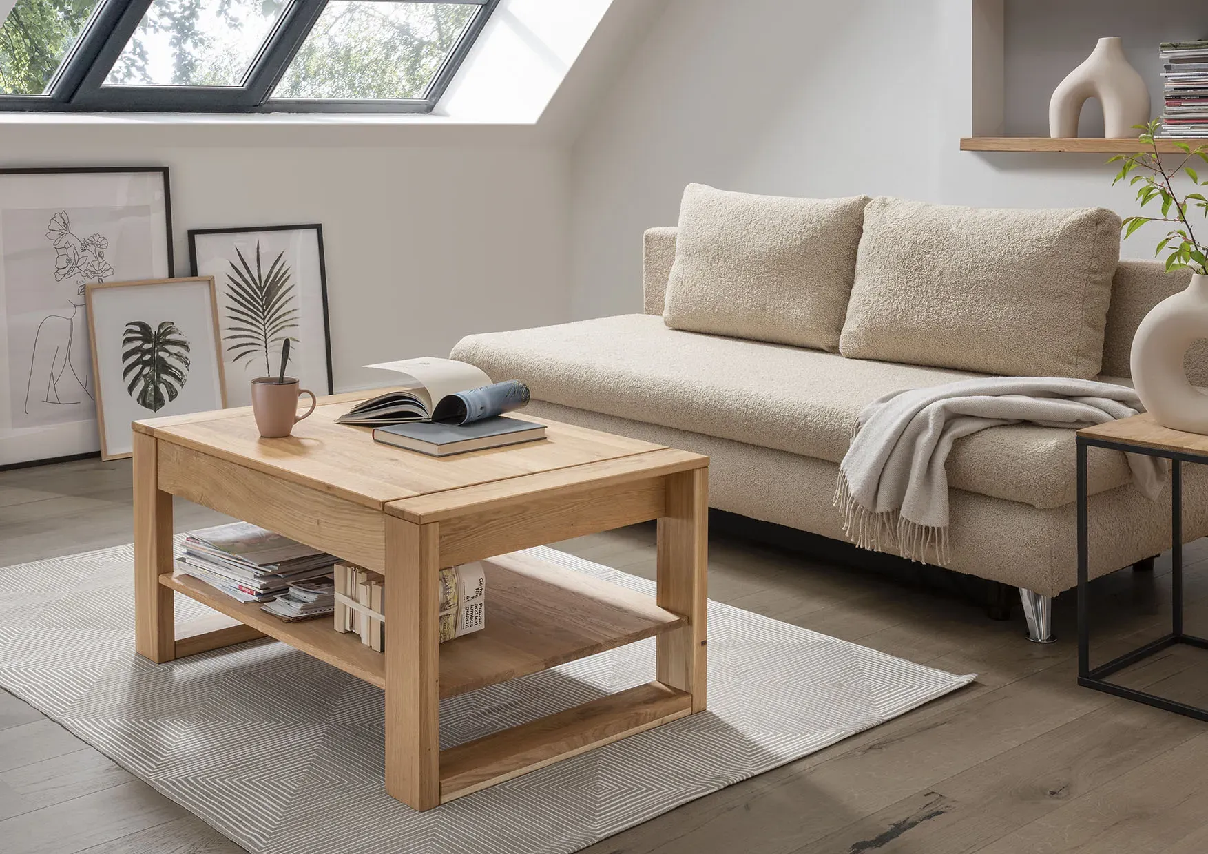 Couchtisch PAROLI, braun (eiche, eiche, eiche), B:100cm H:45,5cm T:65cm, Tische, Couchtisch