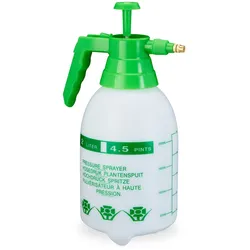 Relaxdays Pumpsprühflasche, einstellbare Messingdüse, Pflanzen Bewässerung, Pestizide, Putzmittel, 2l Drucksprüher, grün