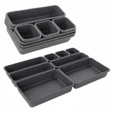 Przydasie Kommerziell Schubladenschrank Einlagen 8er Set Kunststoff Schubladenordnungssystem Schubladeneinlage, Schubladeneinlage, Schubladenorganizer, Grau