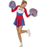 Karneval-Klamotten Cheerleader Kostüm Damen sexy rot-weiß-blau Kleid Langarm Karneval Fasching