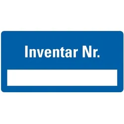 Inventaretikett Inventar Nr., einzeilig, blau, Dokumentenfolie, 40x20mm, 16/Bogen