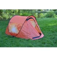 DEFACTO Pop-Up-Zelt –Premium Zweites Zelt 2–3 Personen – Wasserdichter Outdoor-Camping-Schutz Mit Einfacher Aufbau – Inklusive Heringe Und Seile – Tragbares Für Camping/Wanderungen - Orange (Orange)
