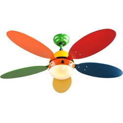 LED Deckenventilator mit RGB-Farbwechsler Zugschalter Fernbedienung Kinderzimmer 106,6 cm 3 Stufen
