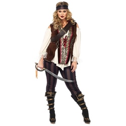 Leg Avenue Kostüm Miss Piratenkapitän XXL, Edles Piraten Kostüm für Damen braun