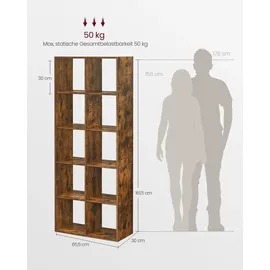 VASAGLE Bücherregal 10 Fächer 0 x 0 x 0 cm Braun
