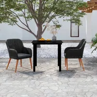 VidaXL 3-tlg. Garten-Essgruppe mit Kissen Schwarz